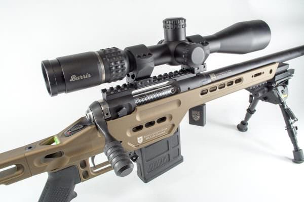 The Burris XTR-II Scope on this Masterpiece Arms rifle uses minute of angle turrets and reticle marks. How does that help simplify accounting for bullet drop?