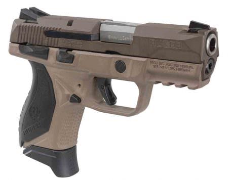 Ruger American Compact Pistol in 9mm with Flat Dark Earth frame and Patriot Brown slide