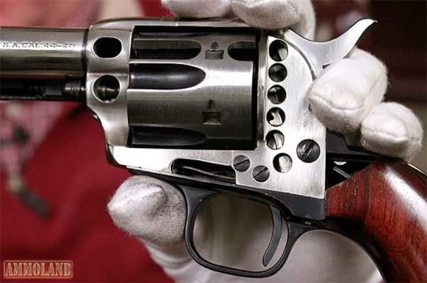 The action of an 1873 Colt Single Action Revolver cutaway on display at the NRA Museum in Fairfax