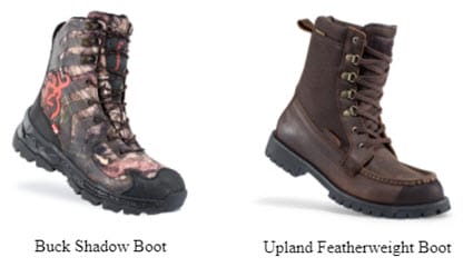 Buck Shadow Boot (L) and Upland Featherweight Boot (R)