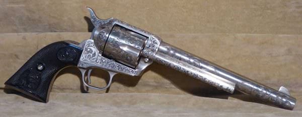 Colt Single Action Army chambered in .357 Magnum and engraved by Sam Cherry.