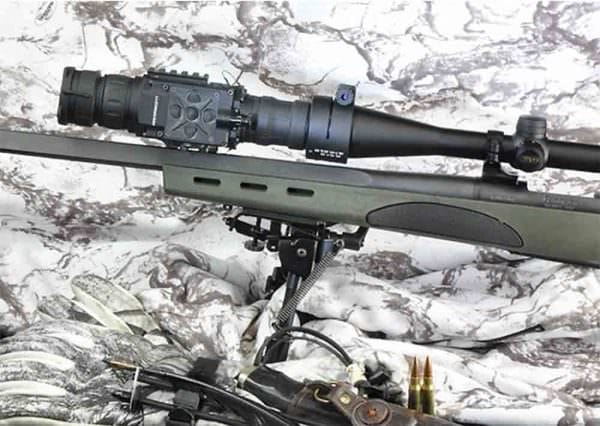 This rifle is equipped with an integral rail on the barrel. If yours doesn’t have one, a gunsmith can add a second short rail to your bolt-action rifle to facilitate easy-on-and-off of a forward-mounted thermal device.