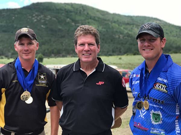 JP gunsmith Brian Payne was on hand to celebrate with his sons, both of whom took first place in their divisions: Nathan Payne in Limited Iron and the AMU’s Tyler Payne in He-Man Scope.