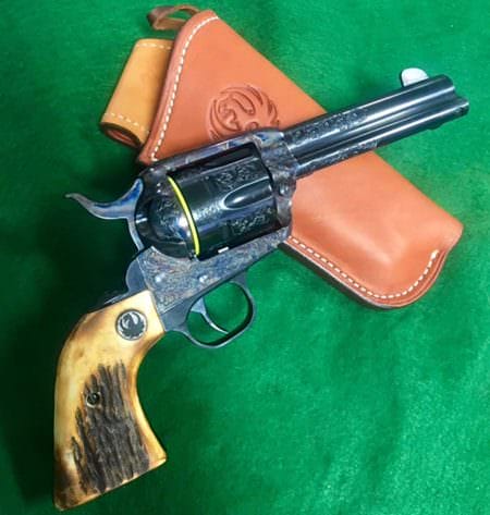Limited edition Ruger Vaqueros for Tyler Gun Works, engraved by Sam Cherry.