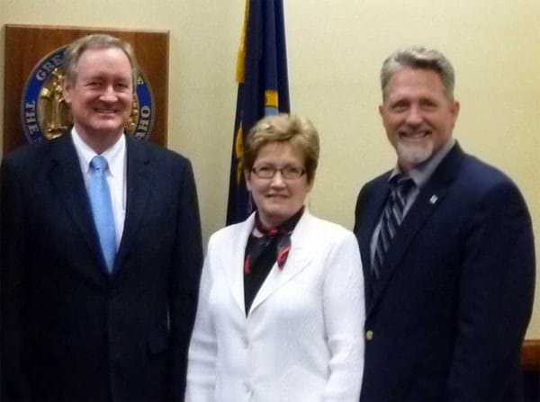 Senator Mike Crapo, Jan Billeb, AKTI Executive Director, CJ Buck, President Buck Knives and AKTI