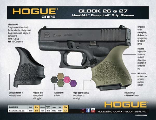 Hogue Inc Announces GLOCK 26 & 27 HandALL Beavertail Grip Sleeve