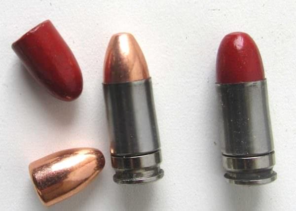 The Acme Bullet Company bullet is a cast item with a red coating which tends to make them slick and aids in feeding. The Acme Bullet Company bullet is a cast item with a red coating which tends to make them slick and aids in feeding.