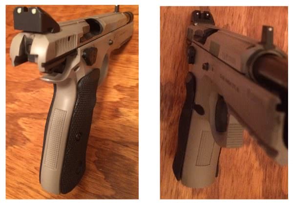 The checkering on the front and rear of the CZ 75 SP-01 Tactical Suppressor-Ready Pistol's grip are helpful in cementing my hands to the frame.