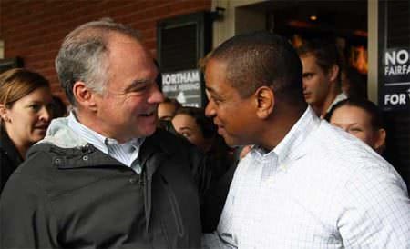 Democrats, Justin Fairfax (L) and Tim Kaine agree on more gun control.