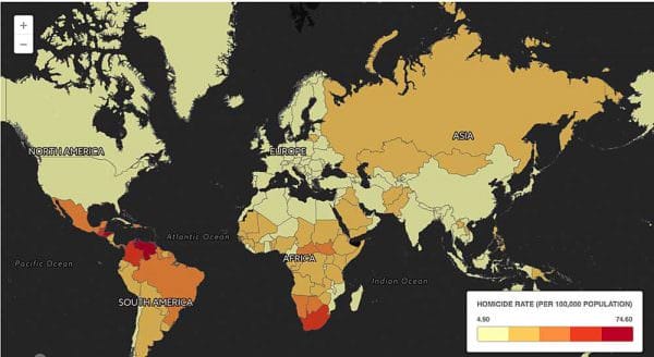 International Homicide Rates (per 100,000 population)