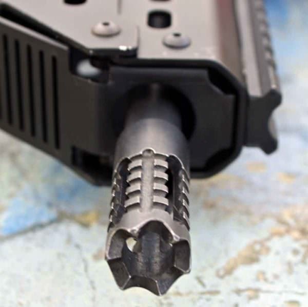 JARD J68 Bullpup Carbine muzzle brake is a wicked looking device.