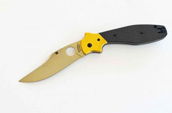 The Spyderco Schemmp Bowie Knife's blade has a cant to it that seems unusual when you first see it, much less open it.