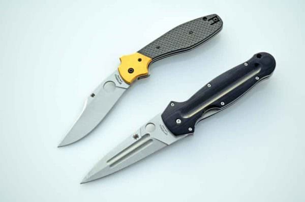 Two Ethnic designs by Ed Schemmp for Spyderco: Spyderco Schemmp Bowie Knife and Spyderco Euro Edge Knife.