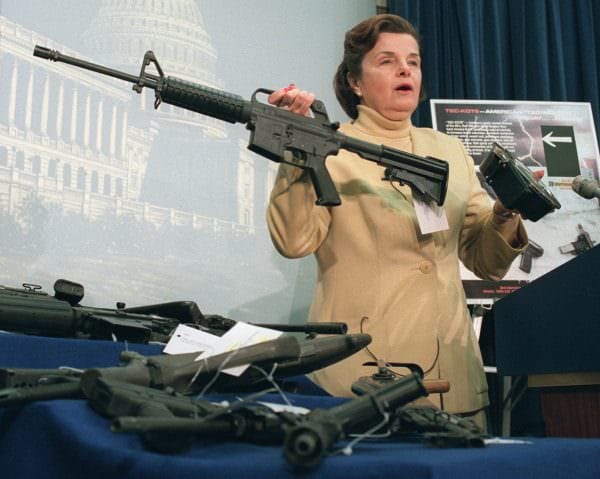 According to Sen. Feinstein, an AR-15 is a military weapon. No militaries use civilian AR-15s. It is most likely she is getting civilian AR-15s confused with M16s or M4 carbines.