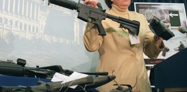 According to Sen. Feinstein, an AR-15 is a military weapon. No militaries use civilian AR-15s. It is most likely she is getting civilian AR-15s confused with M16s or M4 carbines.