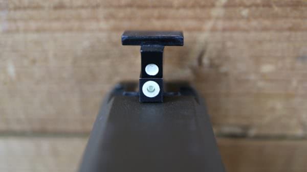 The TRUGLO Canik Tritium Pro Night Sights' front sight (on bottom) has a much larger dot.