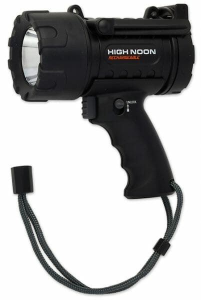 The new High Noon USB Rechargeable Spotlight with Power Bank features brightness levels from 50 to 915 Lumens with an effective distance of 125 to 550 yards depending on model.