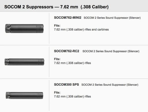 SOCOM 2 Suppressors — 7.62 mm  (.308 Caliber)