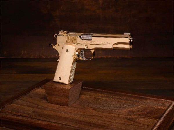 Beyond the precision and provenance of the Cabot brand, each pistol will boast a polished gold finish, grip panels crafted from indigenous American Holly and a trigger and front sight crafted from 4-billion-year-old meteorite, symbolizing the meteoric focus of the Trump Presidency and commitment to America.