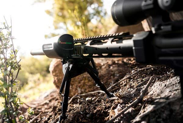 By attaching a shooter device that fits most rifles, hunters will be automatically alerted when another SAFESHOOT device holder is downrange and in their line of fire.