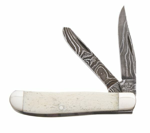 Bear and Son Cutlery White Smooth Bone Damascus Blade