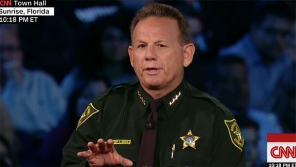 Broward County Sheriff Scott Israel, blames the NRA at CCN pretend town hall debate.