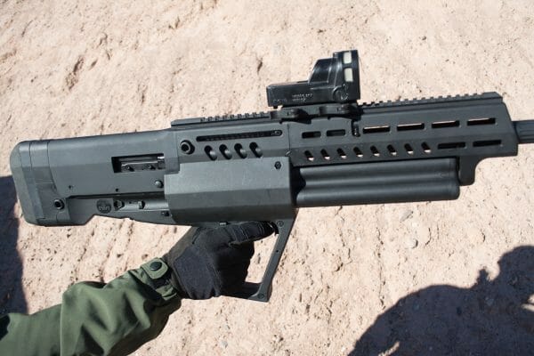 A prop gun from Starship Troopers? Nah, it's the new Tavor TS12 shotgun.