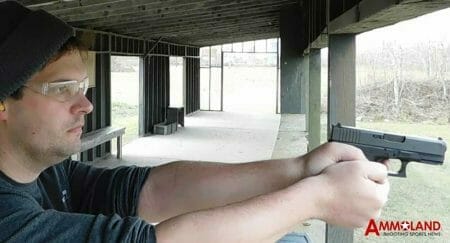 Terril Hebert shooting the GLOCK G29 handgun in 10mm