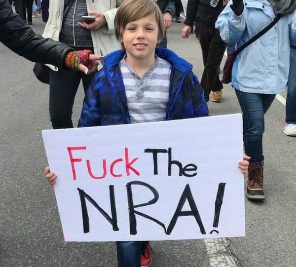 Child Protestor wishing to Fuck the NRA