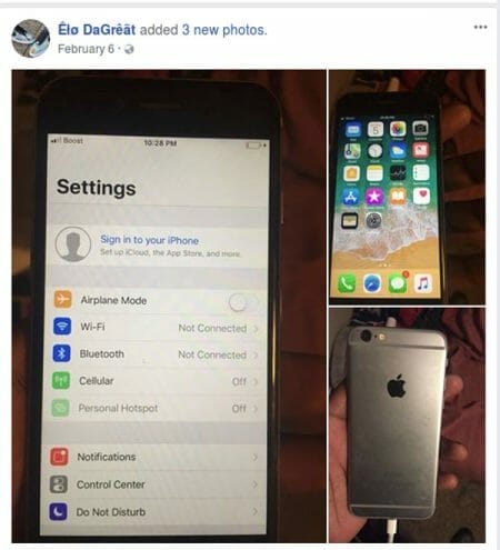 Image of the iPhone from Facebook