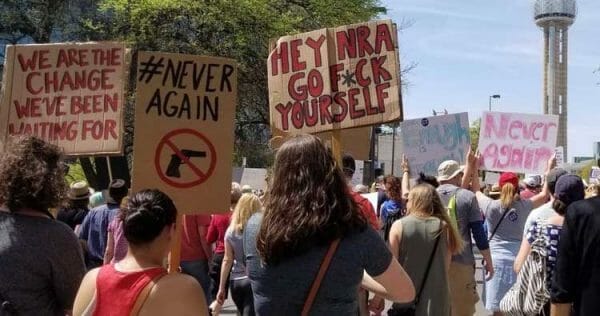 Offensive Anti NRA Signage Carried by Clearly Ignorant Children