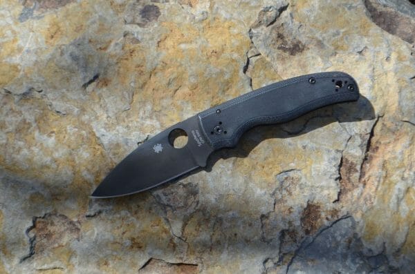 Spyderco Shaman Folder 3.6 in Plain G-10 Handle Folding Camping Knives, Black