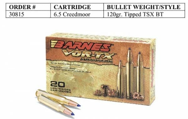 Barnes VOR-TX Ammunition in 6.5 Creedmoor