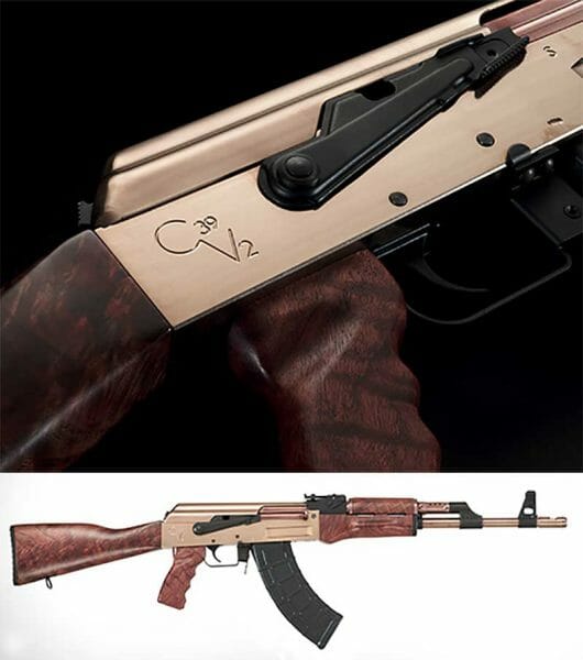 C39v2 AK-47 Rose Gold, PVD finished Rifle with High End Walnut Wood Stock plated by WMD Guns