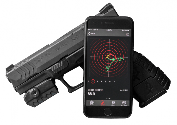 The MantisX system uses Bluetooth to send performance data to a smartphone app.