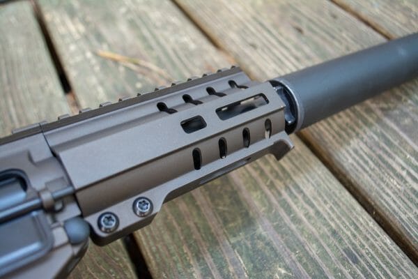 There's a subtle stop on the handguard but it's important to know your gun. Keep fingers out of the way!