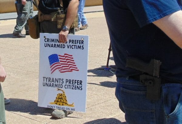 A group of open carriers that were counter-protesting those protesting the NRA.