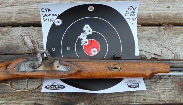 CVA Squirrel Rifle Muzzleoader in .32 Caliber at 25 yards results