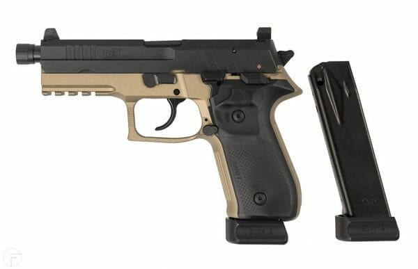 The safety and magazine release are ambidextrous, and the pistol can be carried either cocked and locked or de-cocked.