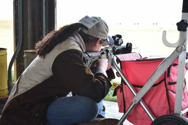 Charisma Owen of Texas dry fires from the sitting position. 