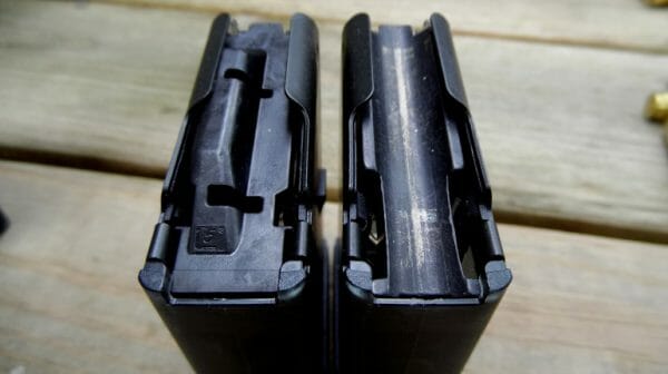 The .450 BM won’t work in a PMAG due to the central rib that runs down the inside of the magazine body.