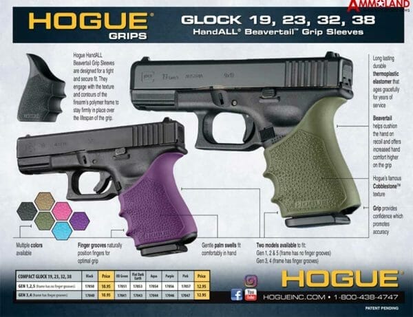 Hogue HandALL Beavertail Grip Sleeves for Glock Specs