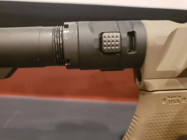 The stock on my rifle connects to the MDT chassis by using a standard AR-15 carbine buffer tube.