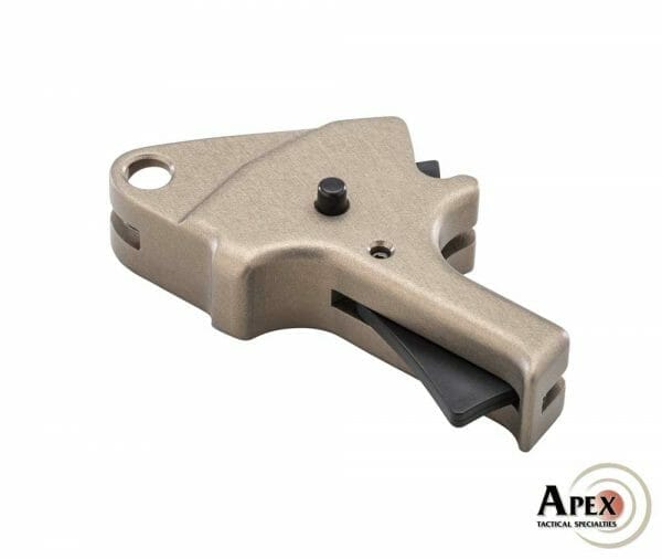 The Apex Flat-Faced Forward Set Trigger Kit in FDE, part #100-159, is made specifically for use in the Smith & Wesson M&P M2.0 (9mm/.40S&W/.45ACP), including the M2.0 Compact models.