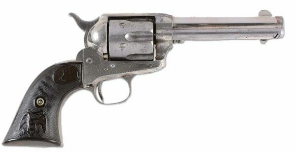 Colt single-action Army revolver that belonged to legendary sheriff Wyatt Earp in the 1890s, extensive Earp family lineage and documentation. Est. $75,000-$100,000