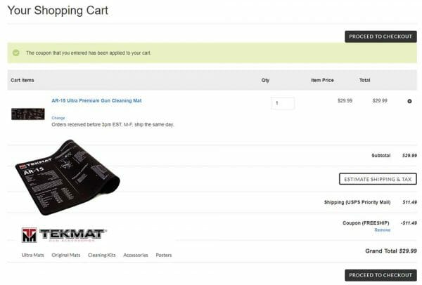 TekMat AR-15 Ultra Premium Gun Cleaning Mat Cart Check