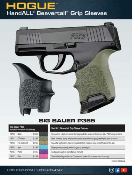 Hogue HandALL Beavertail Grip Sleeves Spec Sheet