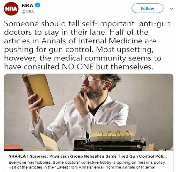 It figures gunquacks who don't know what they're talking about would respond to the truth of that with victim-exploiting social media tantrums. (NRA/Twitter)
