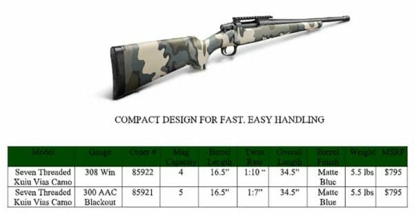 Remington Model Seven Threaded Kuiu Rifle Specs