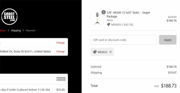 ShootSteel 38 AR500 Static Target Package Cart Check